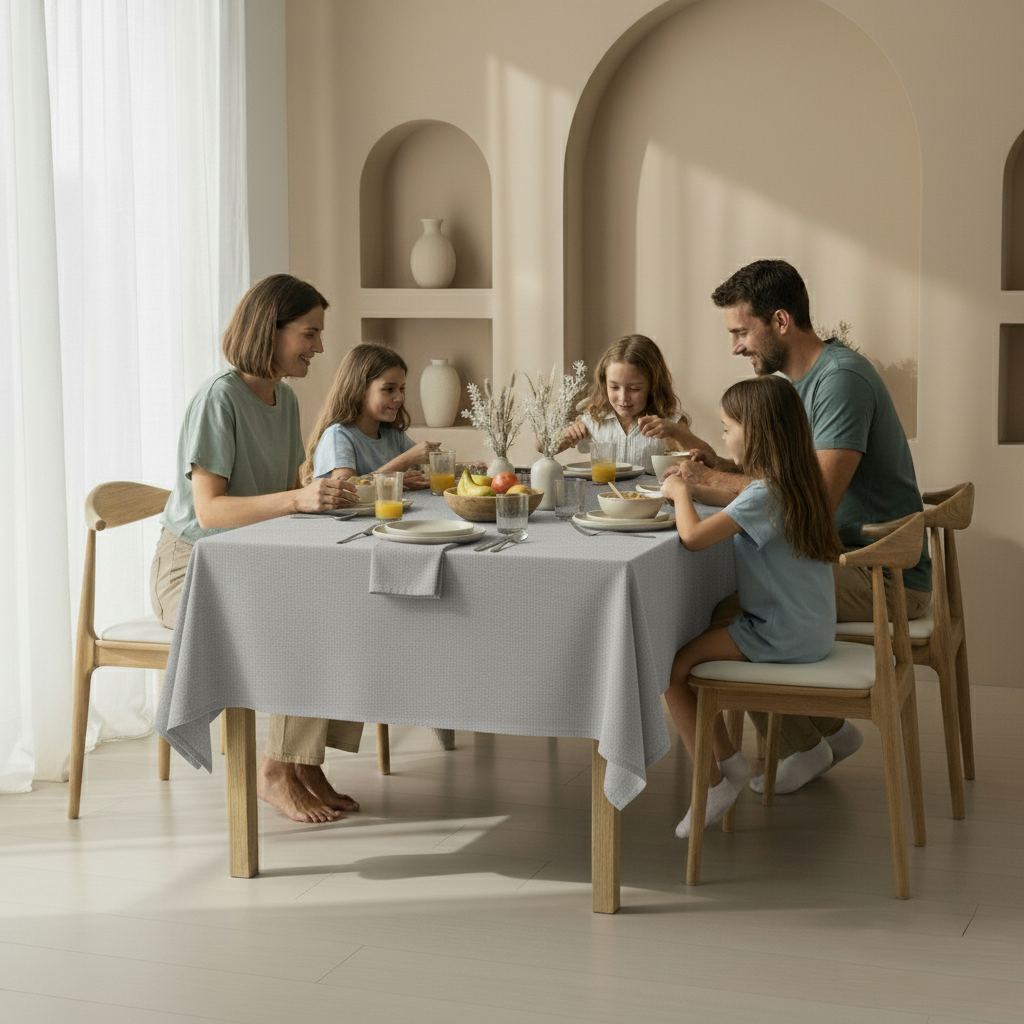 VIVORA Tafelkleed – Premium Polyester Tafellaken – 140×180 cm – Fog Grey – Waterafstotend & Uitwasbaar