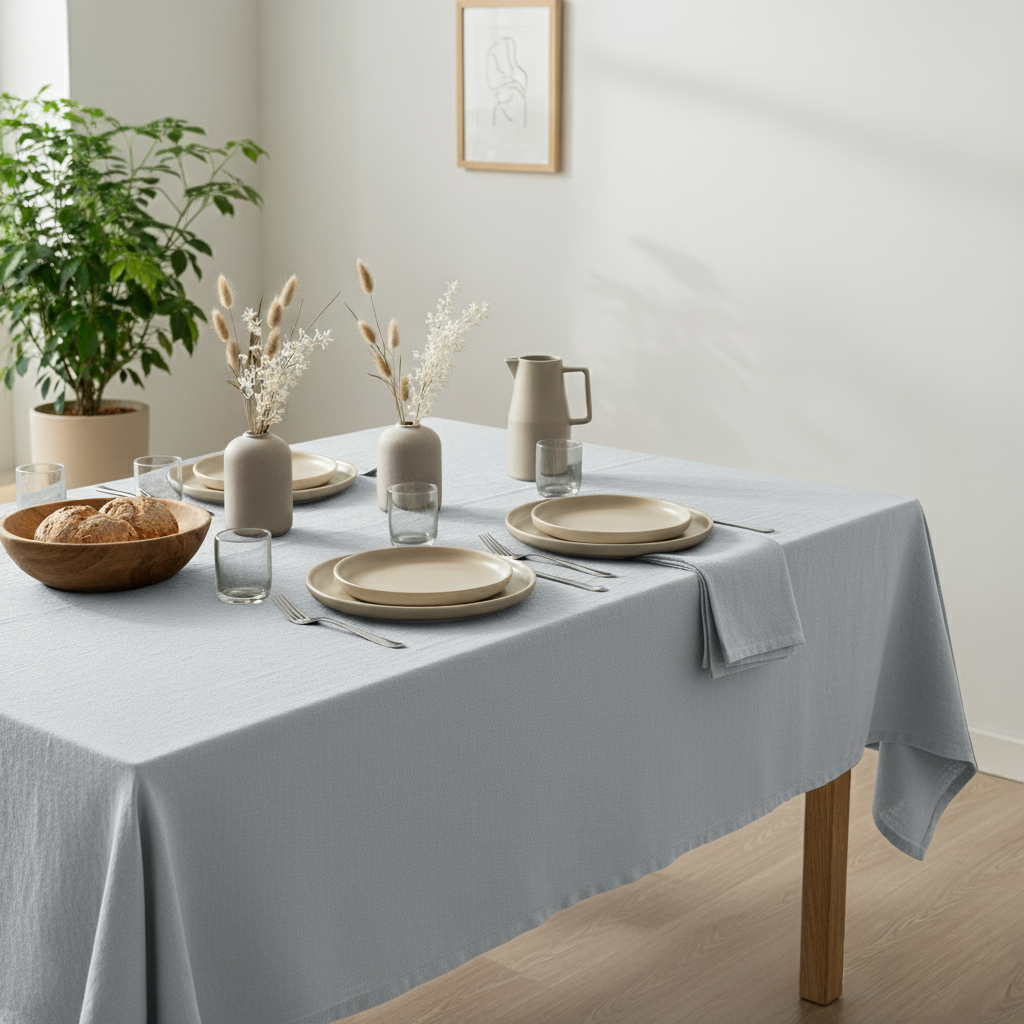 VIVORA Tafelkleed – Premium Polyester Tafellaken – 140×180 cm – Fog Grey – Waterafstotend & Uitwasbaar