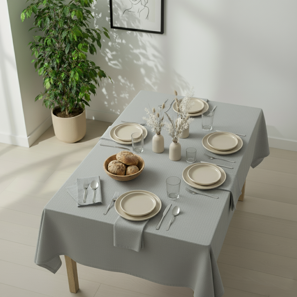 VIVORA Tafelkleed – Premium Polyester Tafellaken – 140×180 cm – Fog Grey – Waterafstotend & Uitwasbaar