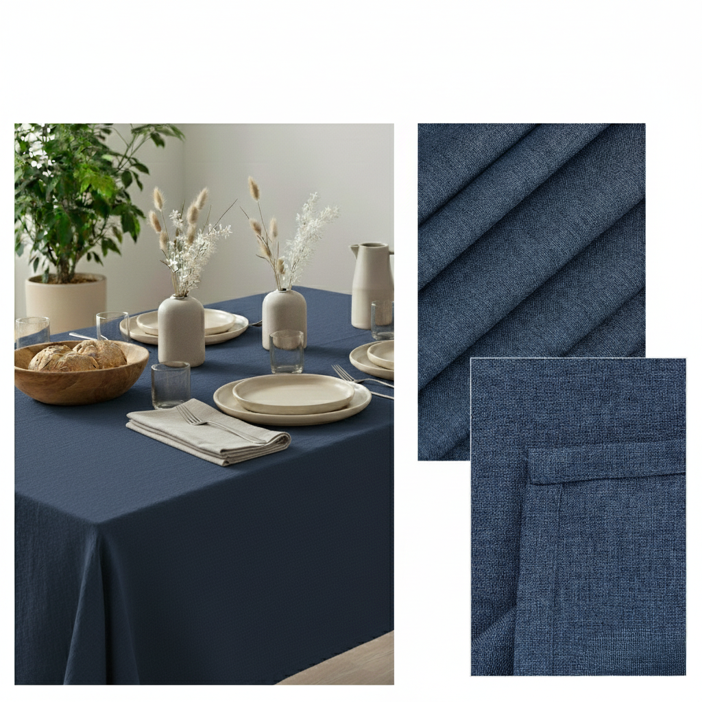 VIVORA Tafelkleed – Premium Polyester Tafellaken – 140×180 cm – Midnight Blue – Waterafstotend & Uitwasbaar