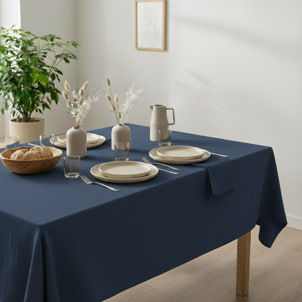 VIVORA Tafelkleed – Premium Polyester Tafellaken – 140×180 cm – Midnight Blue – Waterafstotend & Uitwasbaar