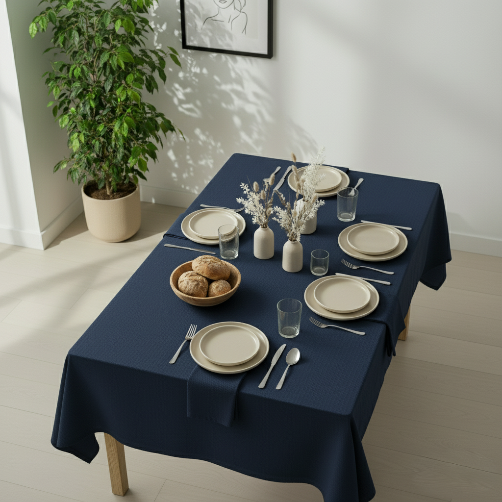 VIVORA Tafelkleed – Premium Polyester Tafellaken – 140×180 cm – Midnight Blue – Waterafstotend & Uitwasbaar