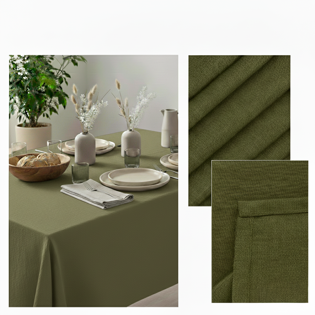 VIVORA Tafelkleed – Premium Polyester Tafellaken – 140×180 cm – Olive Green – Waterafstotend & Uitwasbaar