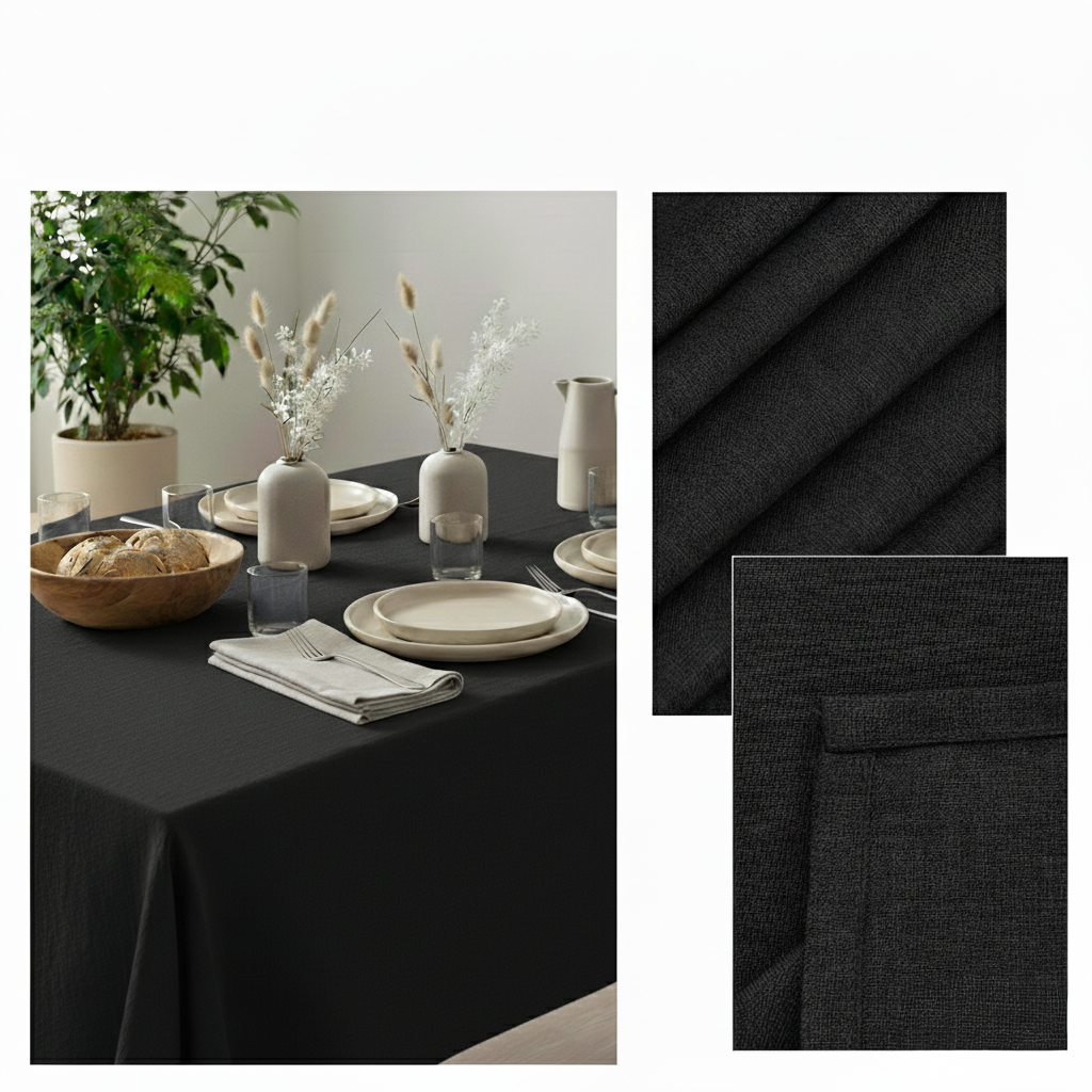 VIVORA Tafelkleed – Premium Polyester Tafellaken – 140×240 cm – Onyx Black – Waterafstotend & Uitwasbaar
