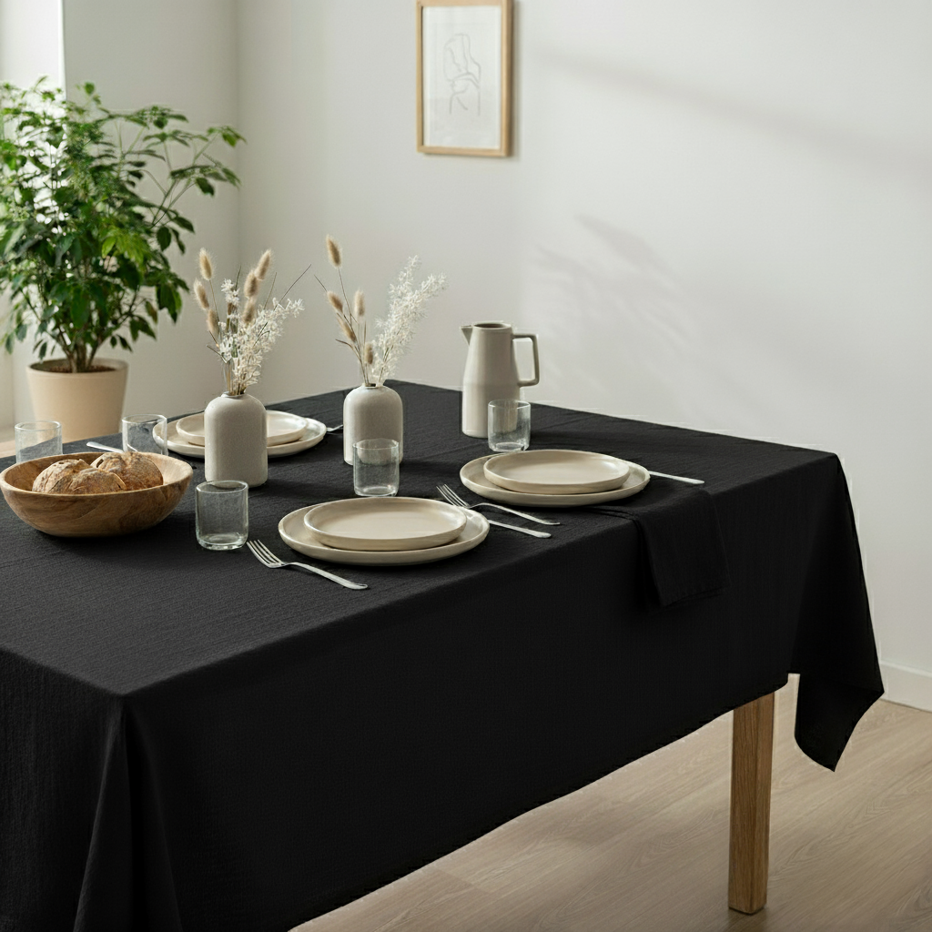 VIVORA Tafelkleed – Premium Polyester Tafellaken – 140×180 cm – Onyx Black – Waterafstotend & Uitwasbaar