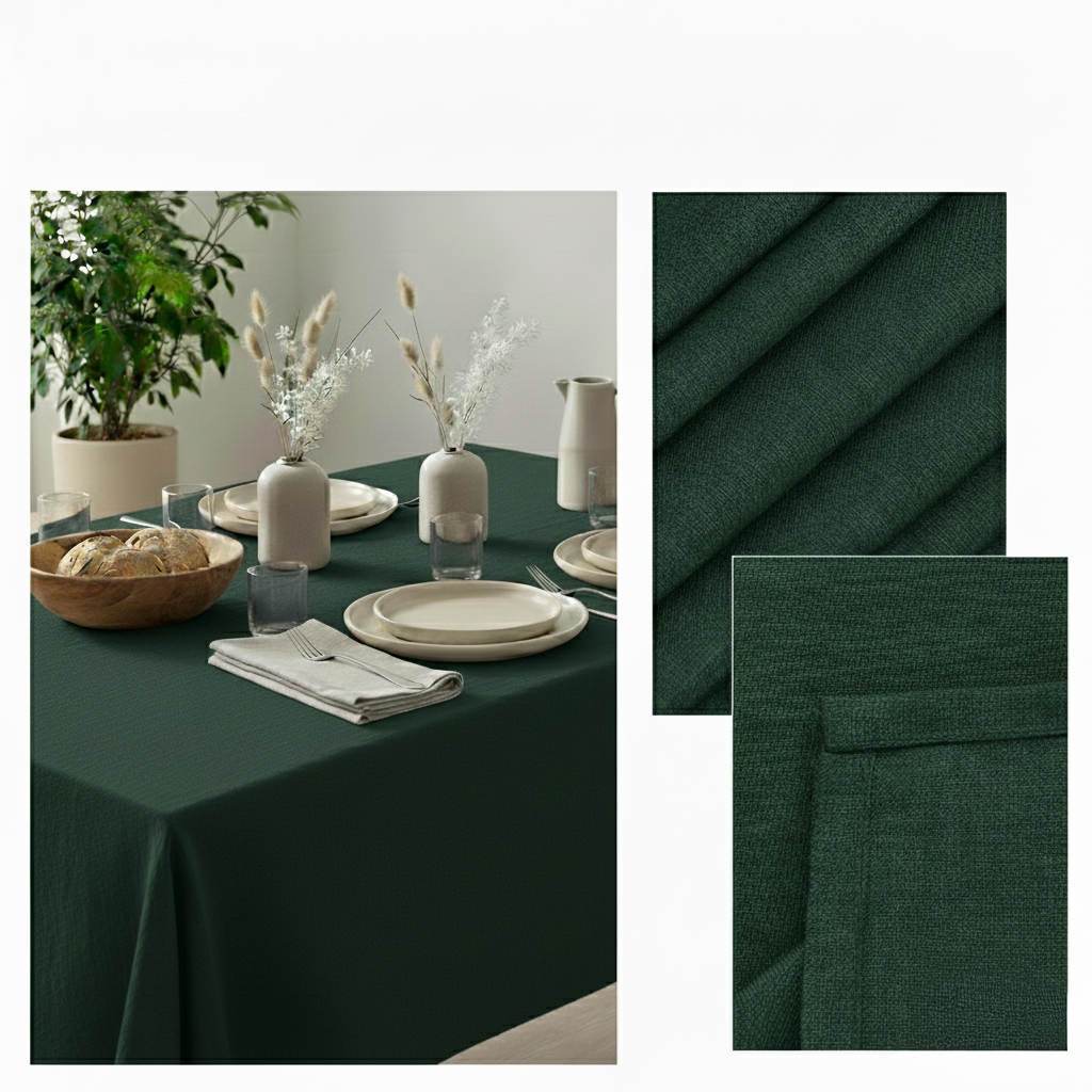 VIVORA Tafelkleed – Premium Polyester Tafellaken – 140×180 cm – Pine Green – Waterafstotend & Uitwasbaar