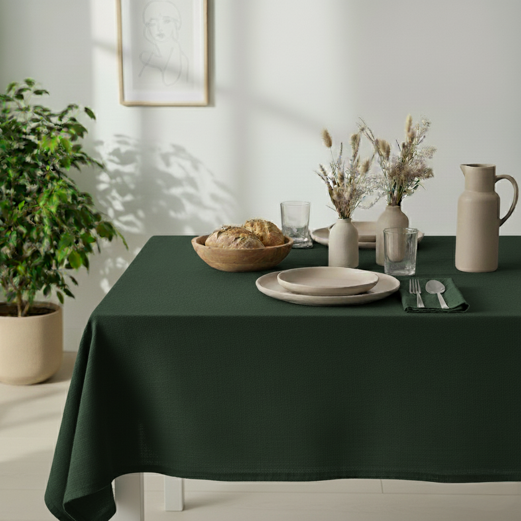 VIVORA Tafelkleed – Premium Polyester Tafellaken – 140×180 cm – Pine Green – Waterafstotend & Uitwasbaar