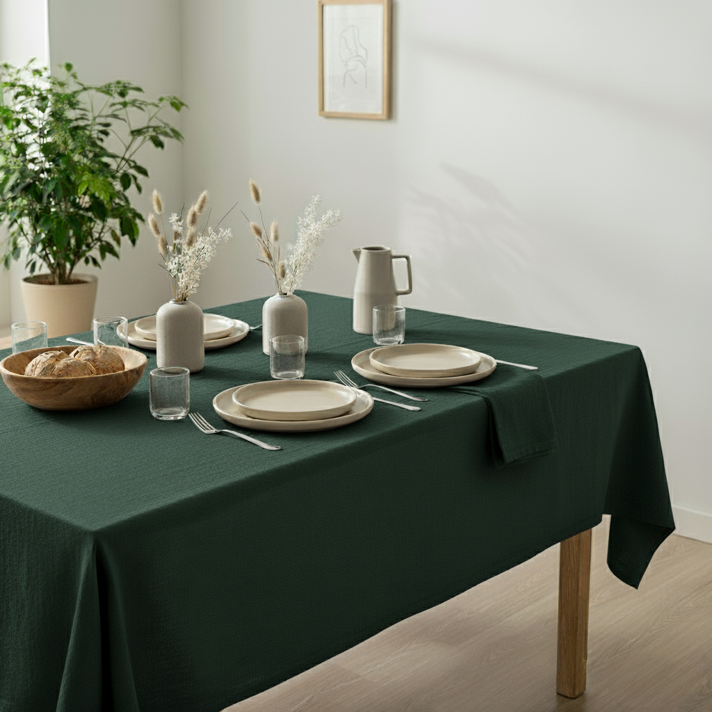 VIVORA Tafelkleed – Premium Polyester Tafellaken – 140×180 cm – Pine Green – Waterafstotend & Uitwasbaar