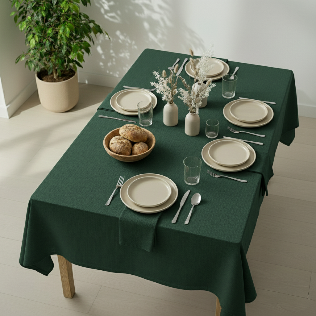 VIVORA Tafelkleed – Premium Polyester Tafellaken – 140×180 cm – Pine Green – Waterafstotend & Uitwasbaar