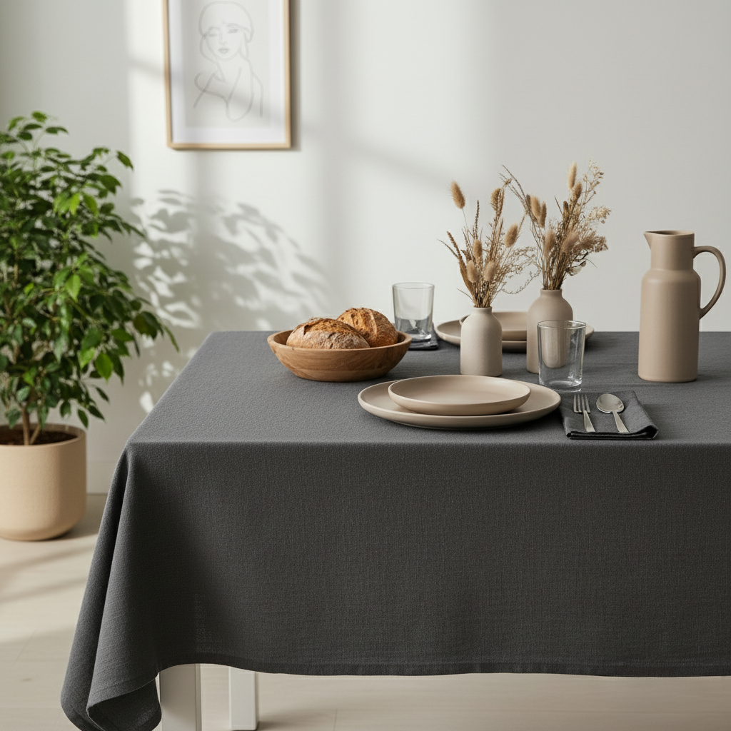 VIVORA Tafelkleed – Premium Polyester Tafellaken – 140×180 cm – Stone Grey – Waterafstotend & Uitwasbaar